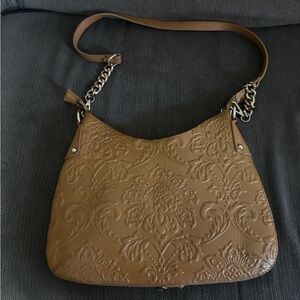 Tiffany & Fred Paris Intricate Leather Women's Boho Camel Handbag Tooled